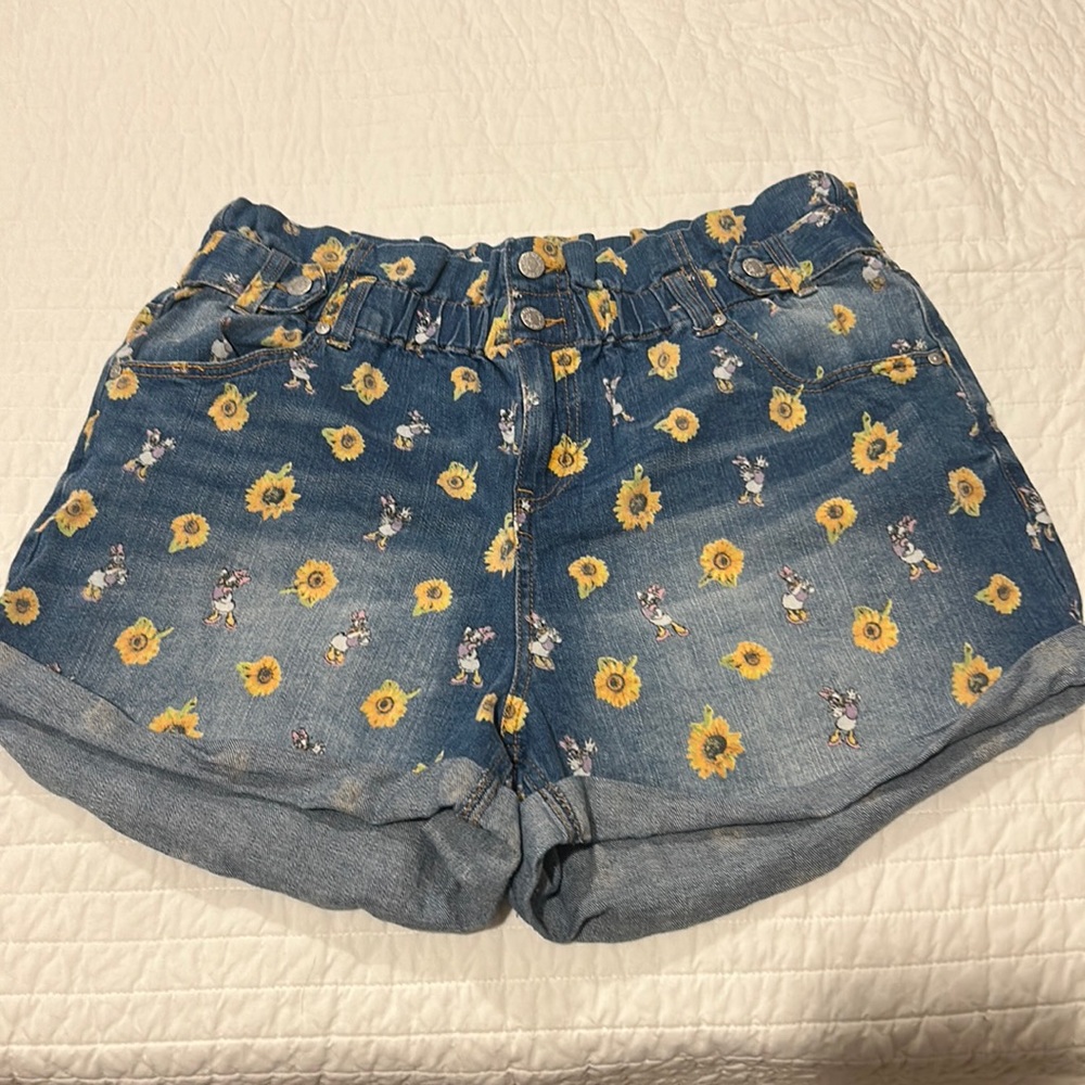 Disney Blue Jean Shorts with Sunflower Print